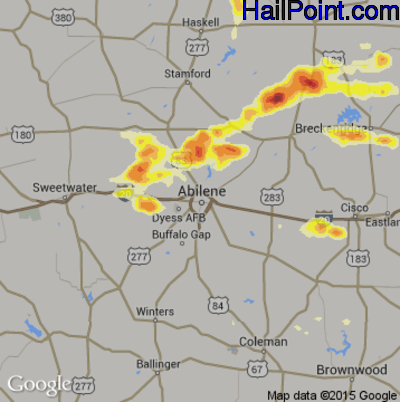 Hail Map for Abilene, TX Region on July 4, 2016