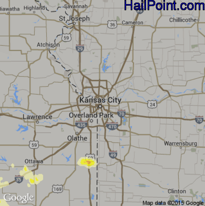Hail Map for Kansas City, MO Region on July 7, 2016 