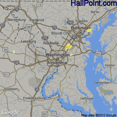 Hail Map for Washington, DC Region on July 16, 2016