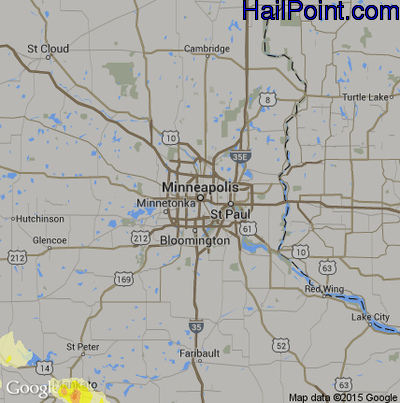 Hail Map for Minneapolis, MN Region on July 17, 2016 