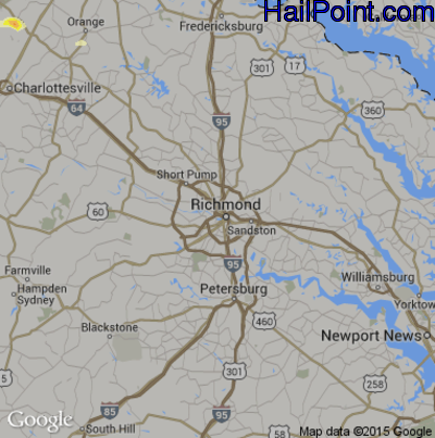 Hail Map for Richmond, VA Region on July 18, 2016