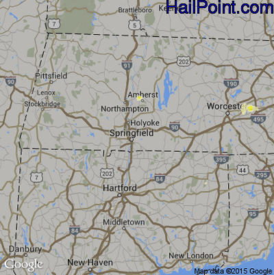 Hail Map for Springfield, MA Region on July 22, 2016