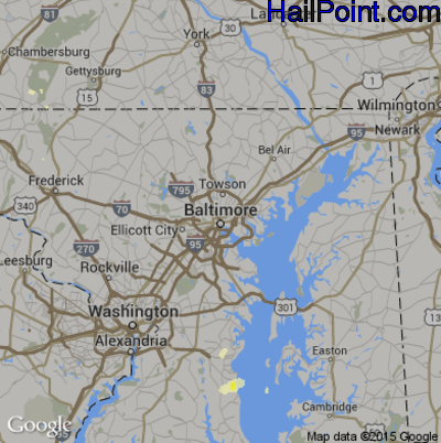 Hail Map for Baltimore, MD Region on July 25, 2016 