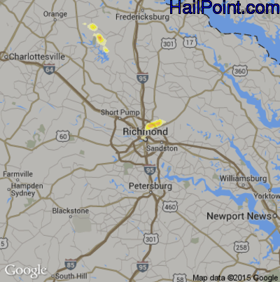 Hail Map for Richmond, VA Region on July 26, 2016