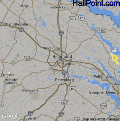 Hail Map for Richmond, VA Region on July 27, 2016