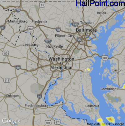 Hail Map for Washington, DC Region on July 28, 2016