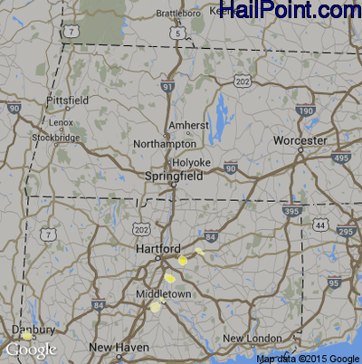 Hail Map for Springfield, MA Region on August 11, 2016