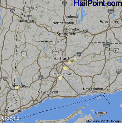 Hail Map for Hartford, CT Region on August 11, 2016