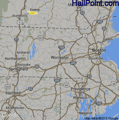 Hail Map for Worcester, MA Region on August 13, 2016