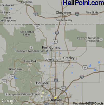 Hail Map for Fort Collins, CO Region on August 31, 2016