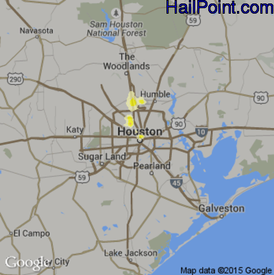 Hail Map for Houston, TX Region on September 9, 2016