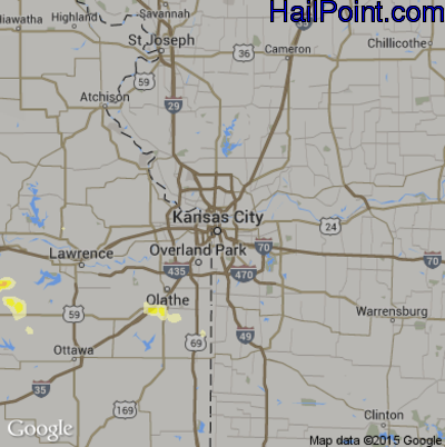 Hail Map for Kansas City, MO Region on September 13, 2016