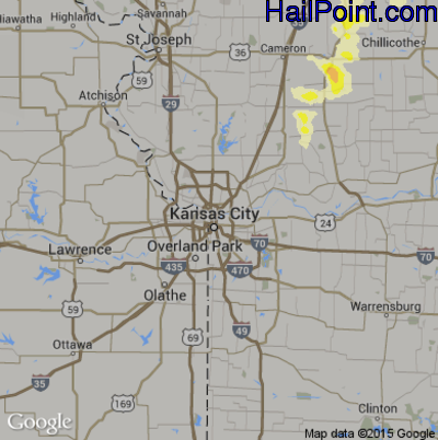 Hail Map for Kansas City, MO Region on September 20, 2016