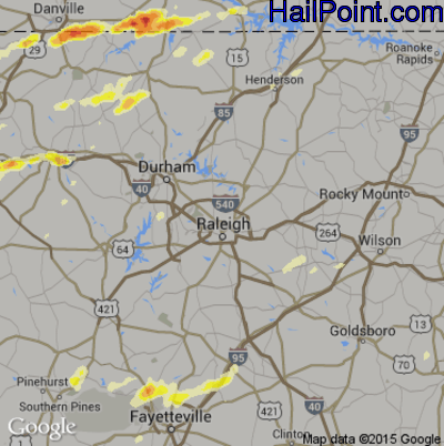 Hail Map for Raleigh, NC Region on September 28, 2016
