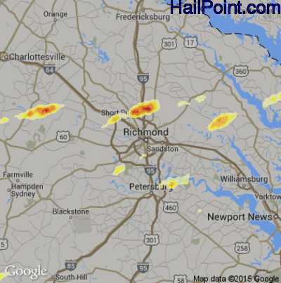 Hail Map for Richmond, VA Region on September 28, 2016