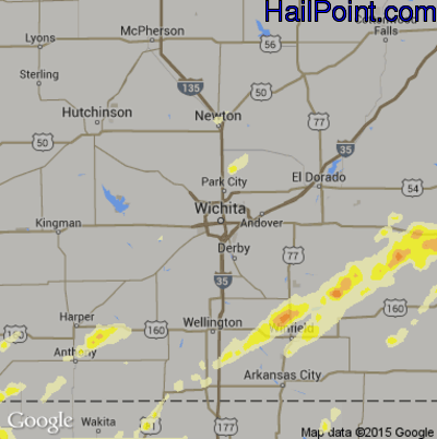 Hail Map for Wichita, KS Region on October 6, 2016