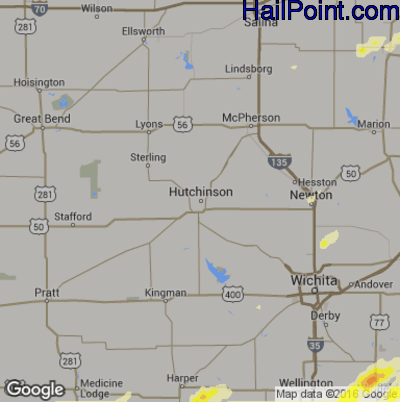 Hail Map for Hutchinson, KS Region on October 6, 2016 