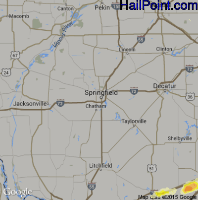 Hail Map for Springfield, IL Region on October 19, 2016