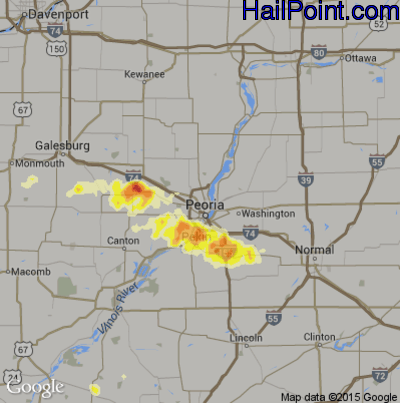 Hail Map for Peoria, IL Region on November 2, 2016