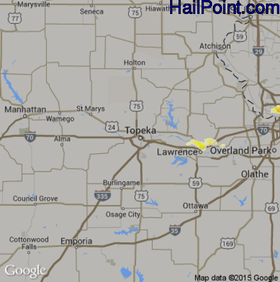 Hail Map for Topeka, KS Region on November 2, 2016 