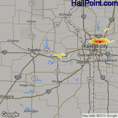 Hail Map for Lawerence, KS Region on November 2, 2016
