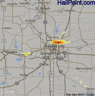 Hail Map for Kansas City, KS Region on November 2, 2016