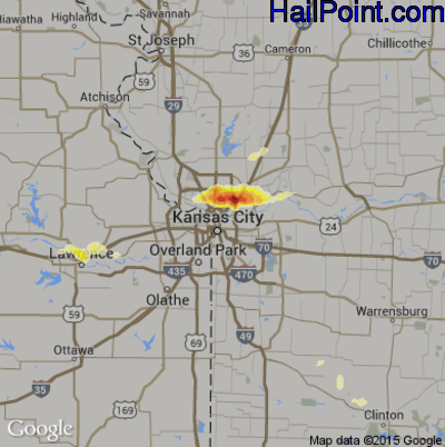 Hail Map for Kansas City, MO Region on November 2, 2016