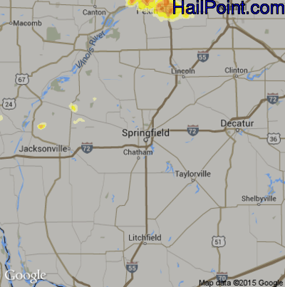 Hail Map for Springfield, IL Region on November 2, 2016
