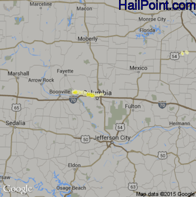 Hail Map for Columbia, MO Region on November 2, 2016