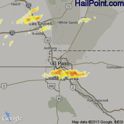 Hail Map for El Paso, TX Region on November 4, 2016
