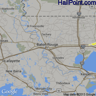 Hail Map for Baton Rouge, LA Region on December 13, 2016 
