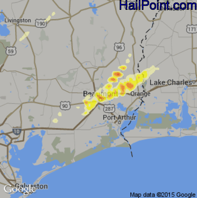 Hail Map for Beaumont, TX Region on January 21, 2017 
