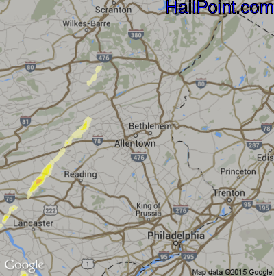 Hail Map for Allentown, PA Region on February 25, 2017
