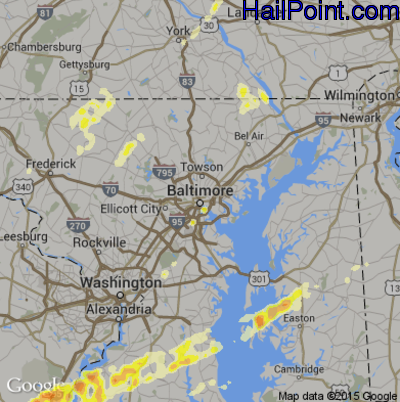 Hail Map for Baltimore, MD Region on February 25, 2017