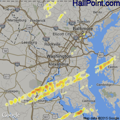 Hail Map for Washington, DC Region on February 25, 2017