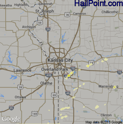 Hail Map for Kansas City, MO Region on February 28, 2017