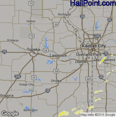 Hail Map for Lawerence, KS Region on February 28, 2017