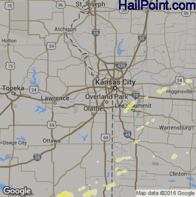 Hail Map for Shawnee, KS Region on February 28, 2017