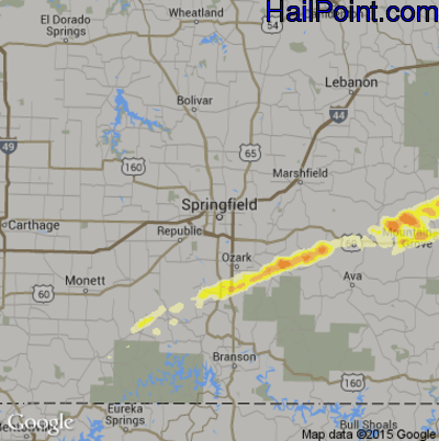Hail Map for Springfield, MO Region on February 28, 2017
