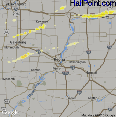 Hail Map for Peoria, IL Region on February 28, 2017 
