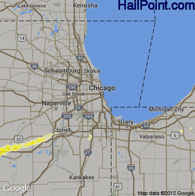 Hail Map for Chicago, IL Region on February 28, 2017