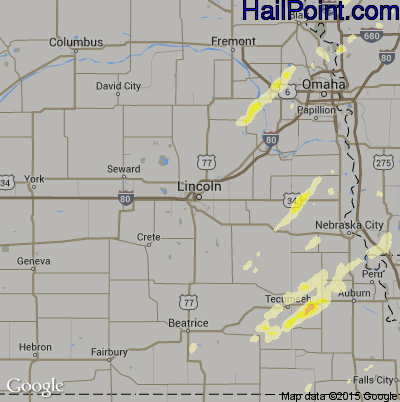 Hail Map for Lincoln, NE Region on March 6, 2017
