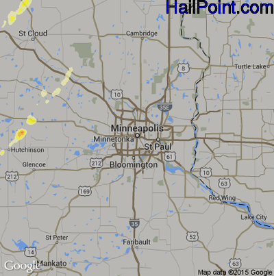 Hail Map for Minneapolis, MN Region on March 6, 2017