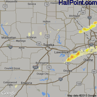Hail Map for Topeka, KS Region on March 6, 2017