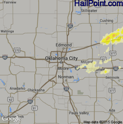 Hail Map for Oklahoma City, OK Region on March 7, 2017