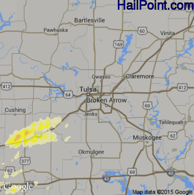 Hail Map for Tulsa, OK Region on March 7, 2017