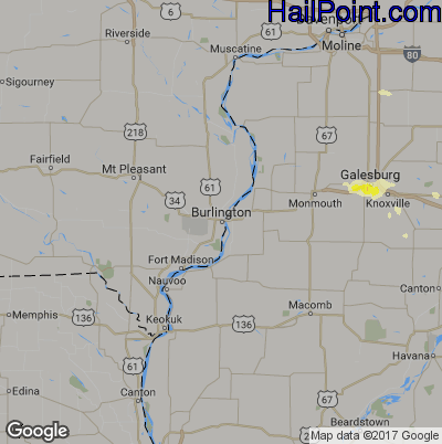 Hail Map for Burlington, IA Region on March 20, 2017