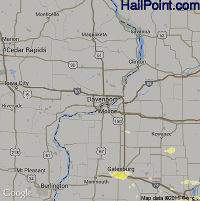 Hail Map for Davenport, IA Region on March 20, 2017