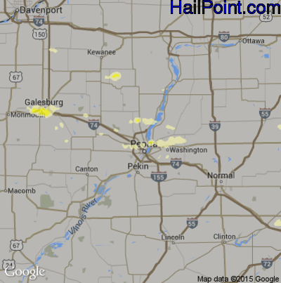 Hail Map for Peoria, IL Region on March 20, 2017 
