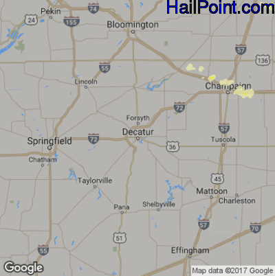 Hail Map for Decatur, IL Region on March 20, 2017 
